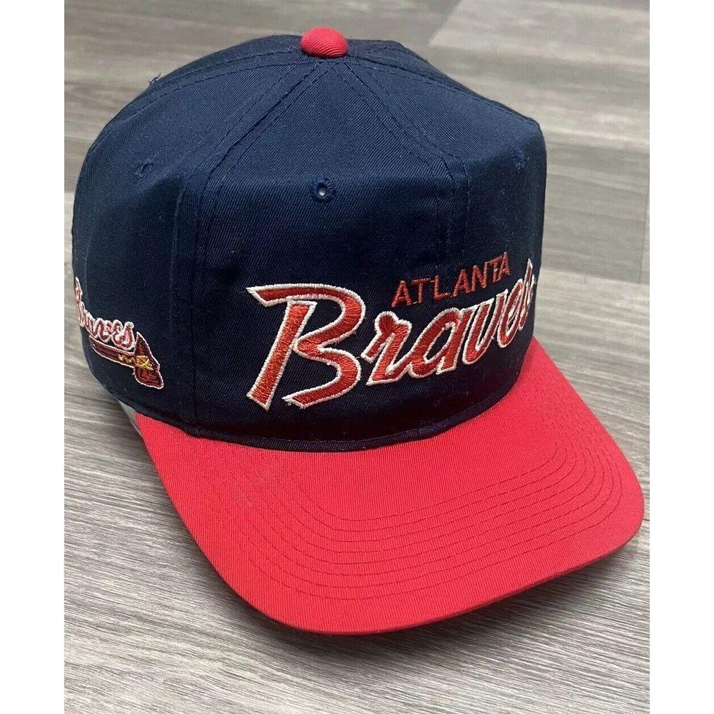 Vintage Sports Specialties Atlanta Braves Snapback‎ Hat Double Line Script Cap